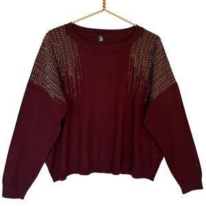 Milano NWT Long Sleeve Round Neck Embellished Sweater Size X-Large